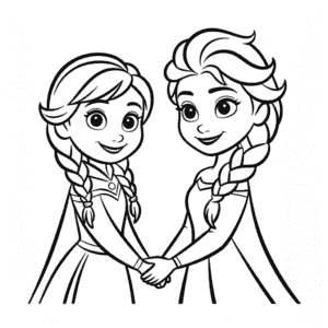 Anna ve Elsa Birlikte Kolay Çizimi