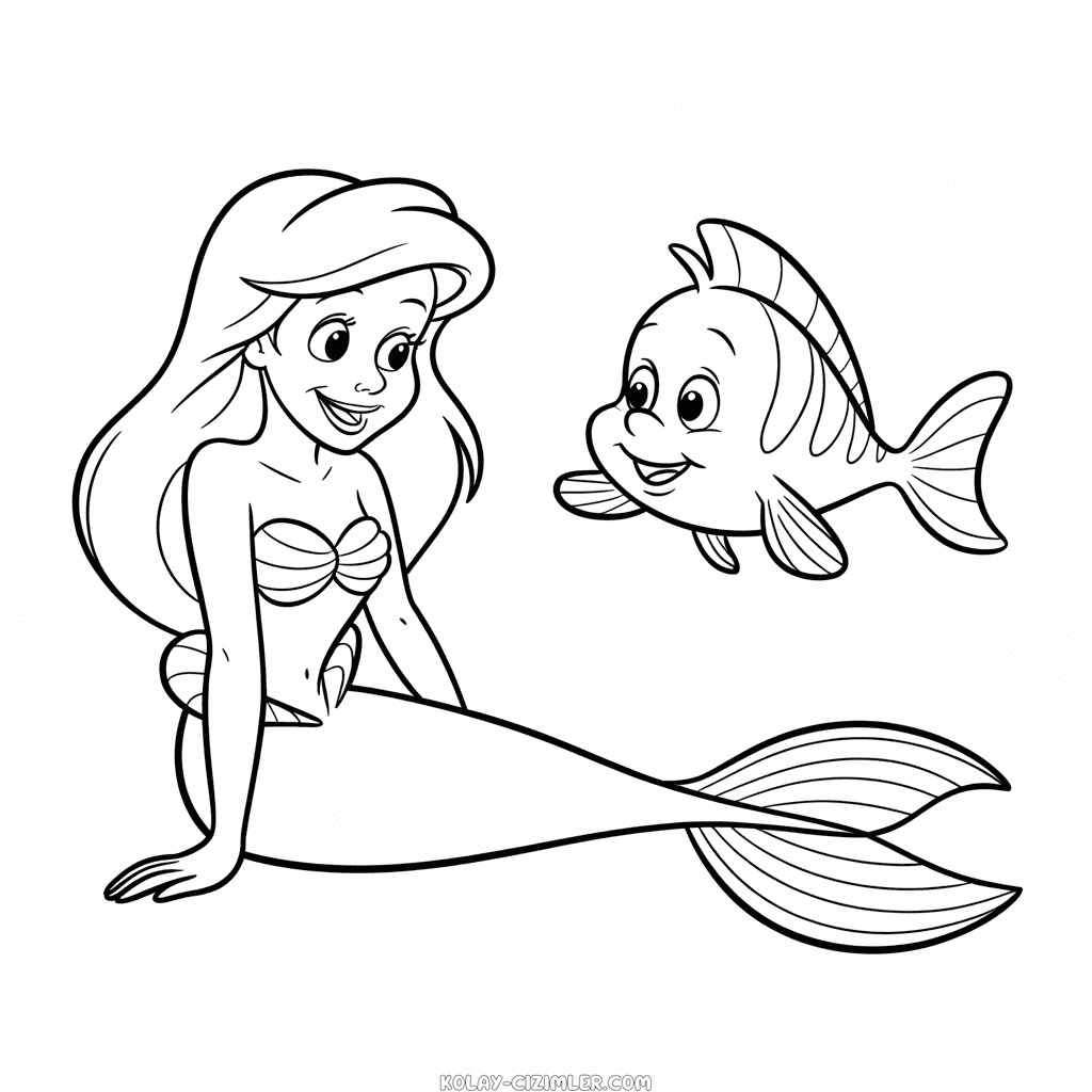 Ariel ve Flounder Kolay Çizimi