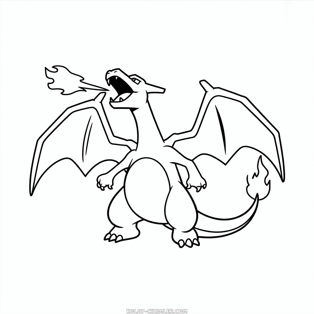 Charizard Ateş Soluyor Kolay Çizimi
