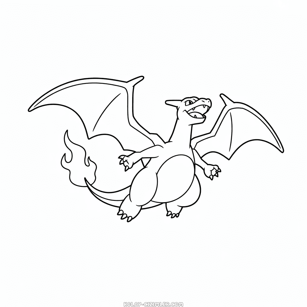 Charizard uçuyor Kolay Çizimi