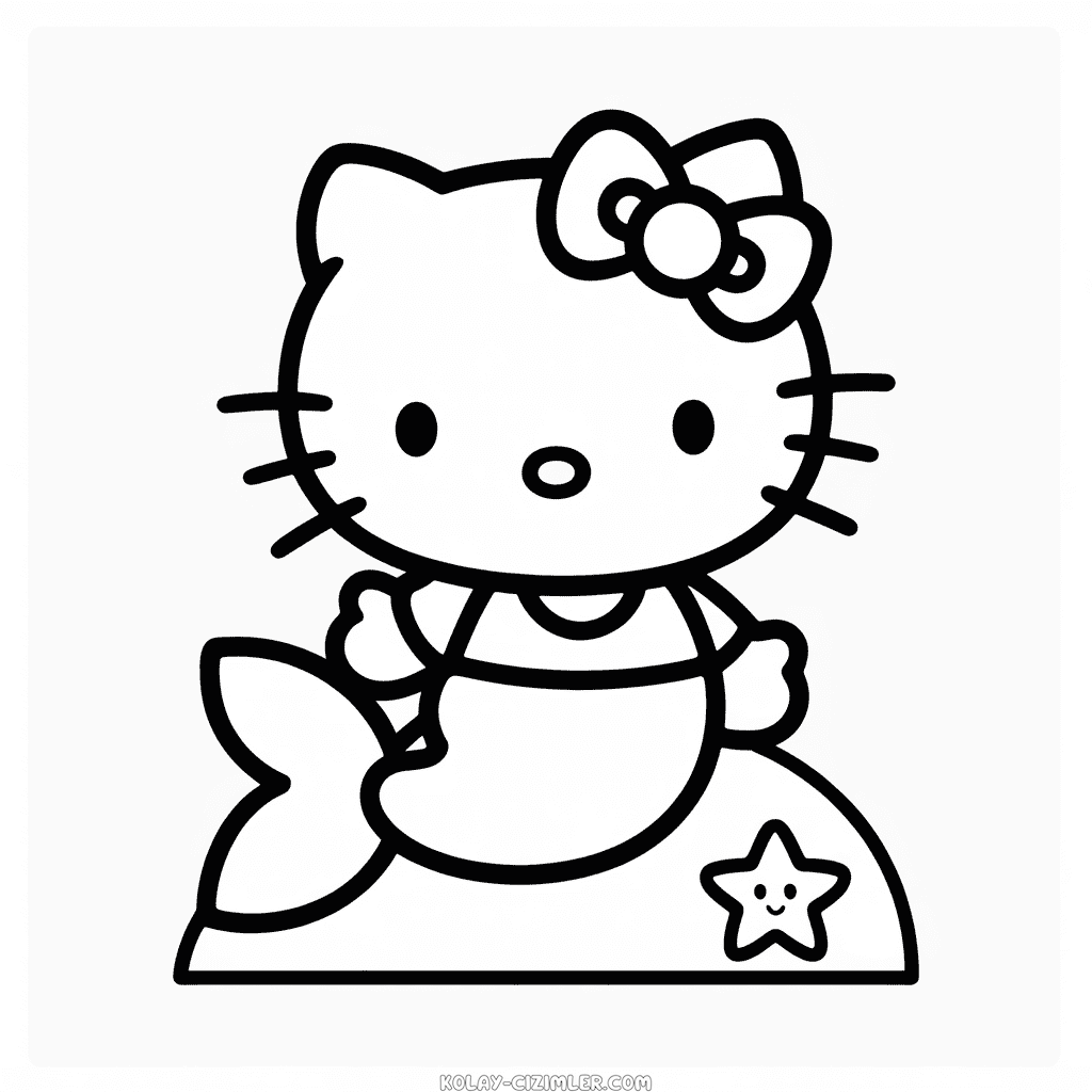 Hello Kitty Denizkızı Kolay Çizimi