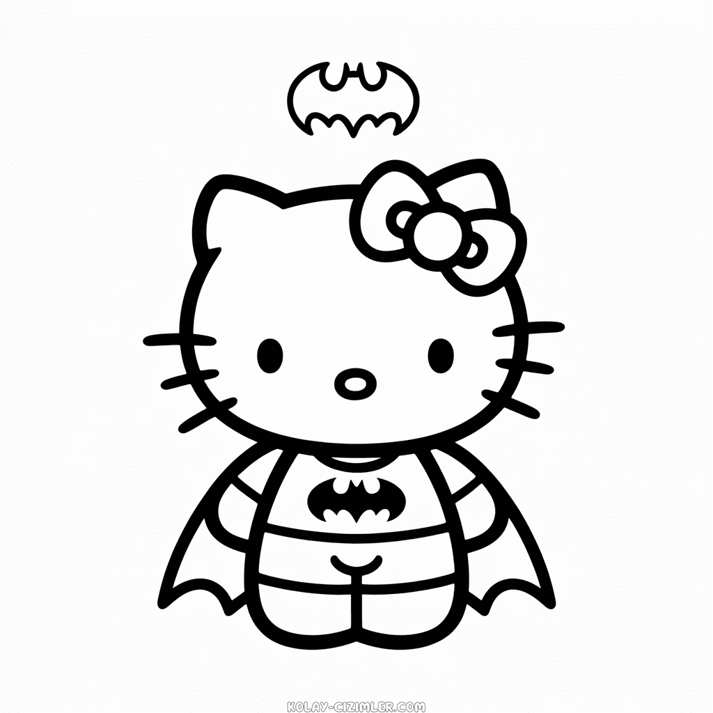 Kolay Hello Kitty Batman Çizimi