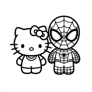 Kolay Hello Kitty ve Spider-Man Çizimi