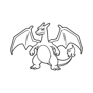 Kolay Siyah ve Beyaz Charizard Çizimi