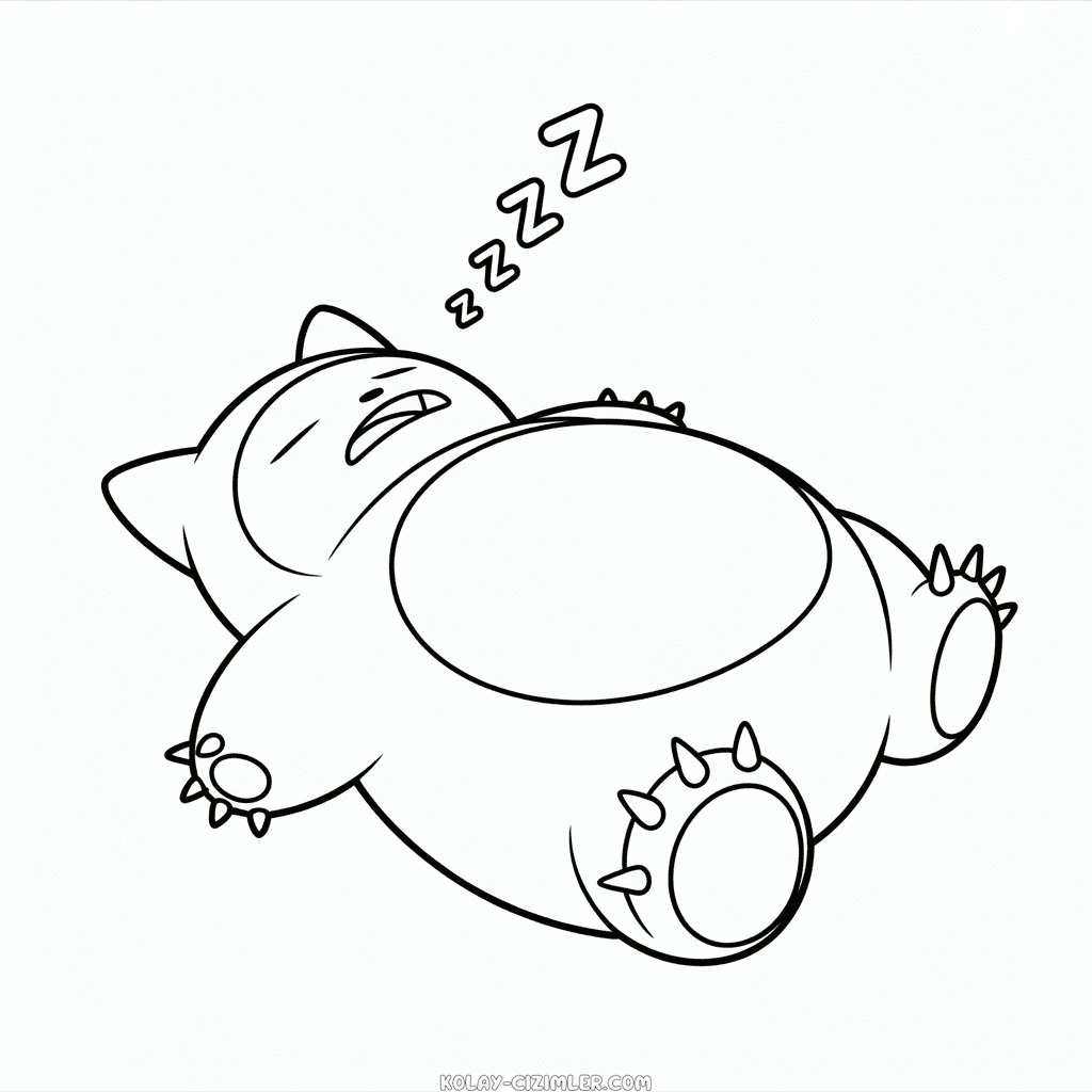 Kolay Snorlax Uyuyor Çizimi