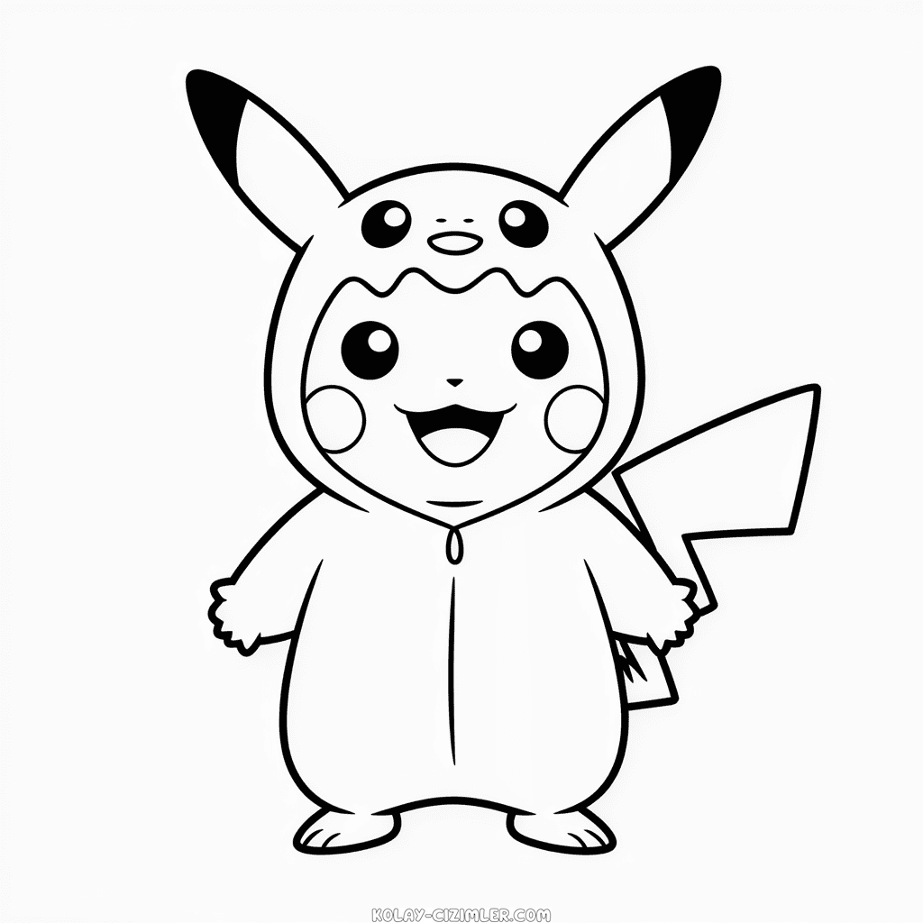 Kostüm Giyen Pikachu Kolay Çizimi