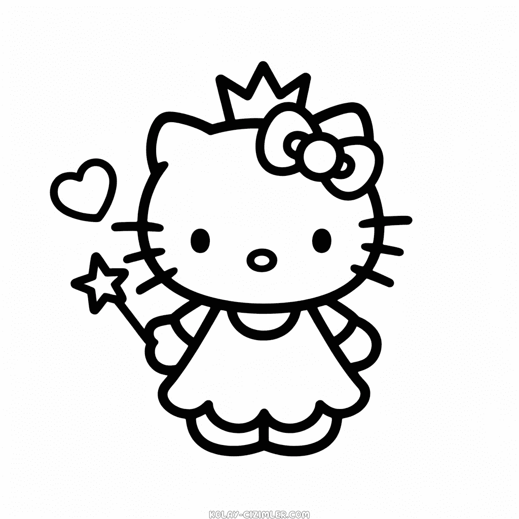 Prenses Hello Kitty Kolay Çizimi