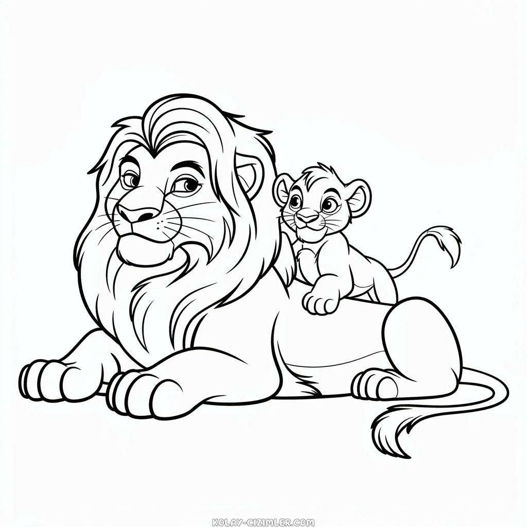 Aslan Kral Simba ve Mufasa Kolay Çizimi