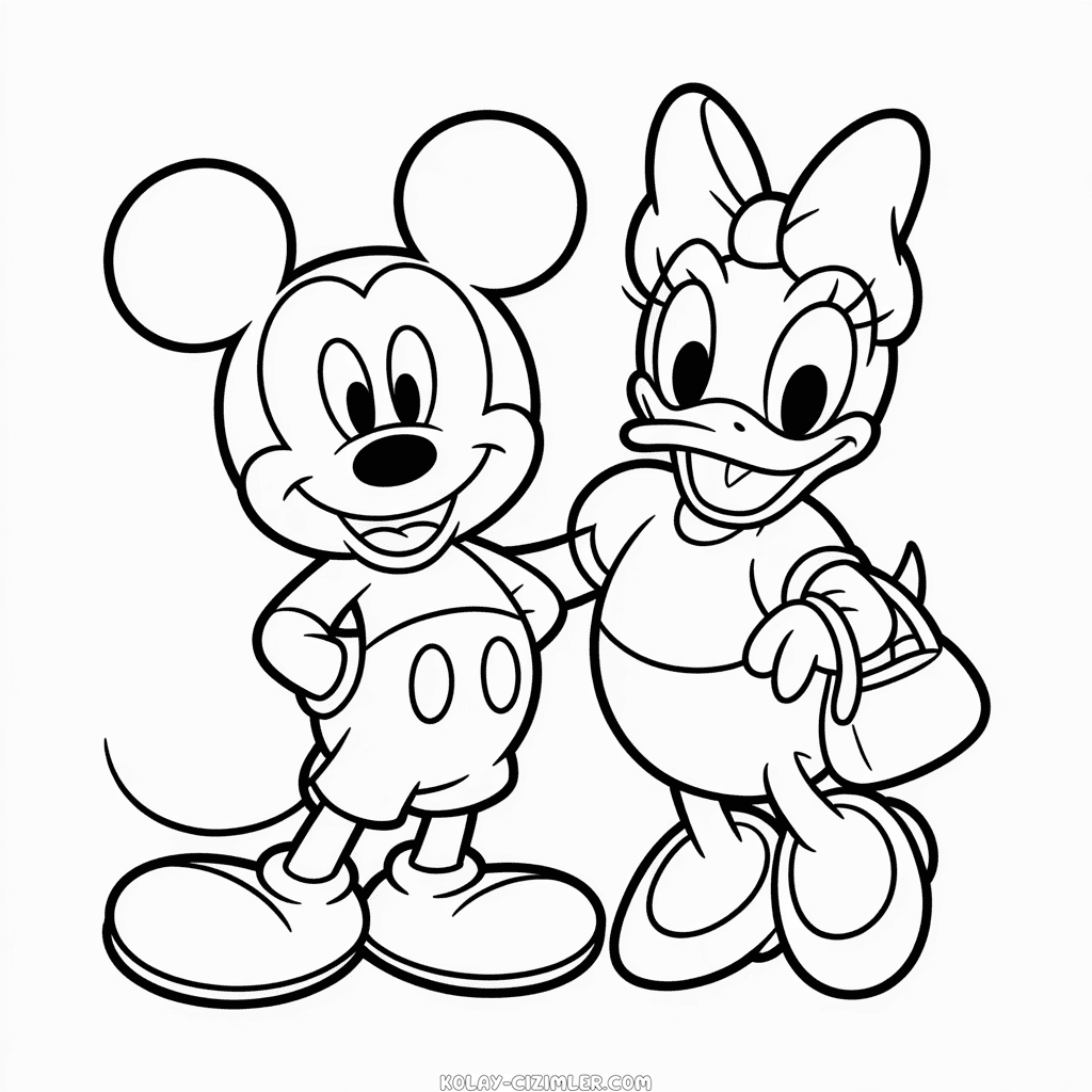 Daisy Duck ve Mickey Kolay Çizimi