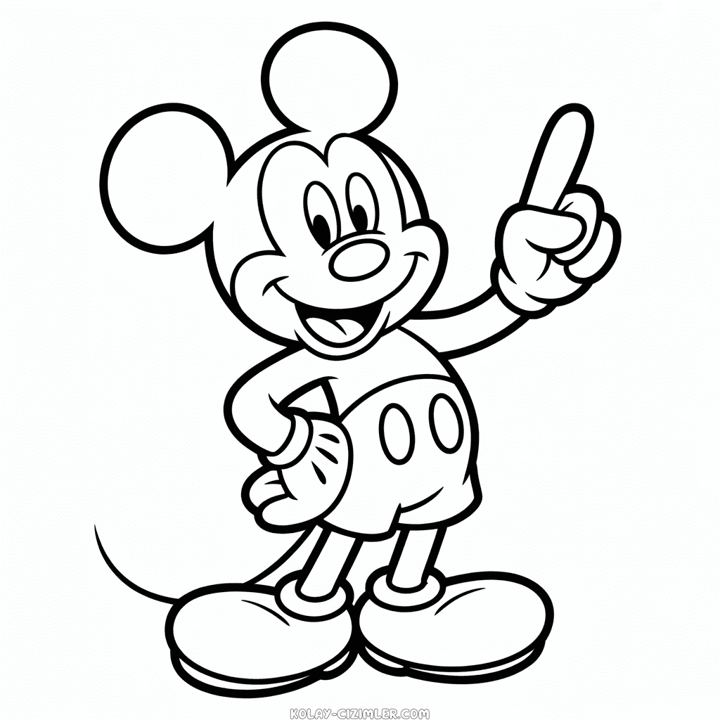 Siyah ve Beyaz Mickey Kolay Çizimi