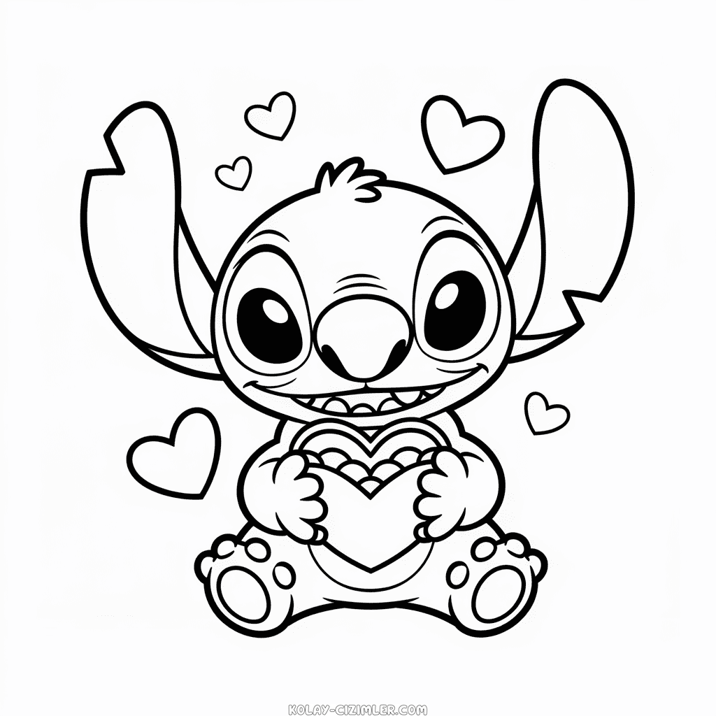 Stitch'in Sevgililer Günü Kolay Çizimi