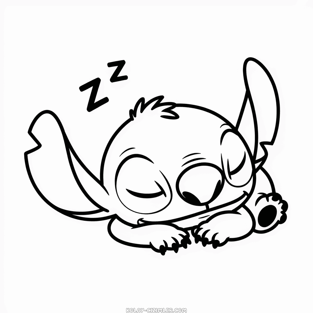 Uyuyan Stitch Kolay Çizimi