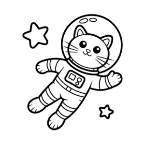 Astronot Kedi Kolay Çizimi