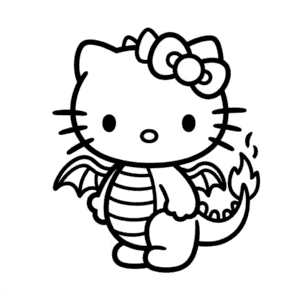 Hello Kitty, Ejderha Kostümü İçinde Kolay Çizimi