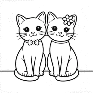 Kedi Çifti Kolay Çizimi