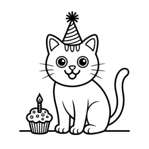 Kedi Doğum Günü Kolay Çizimi