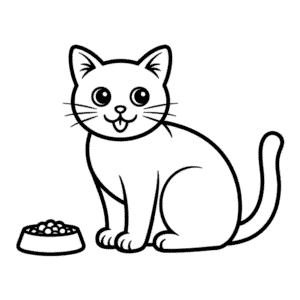 Kedi Yemek Yiyor Kolay Çizimi