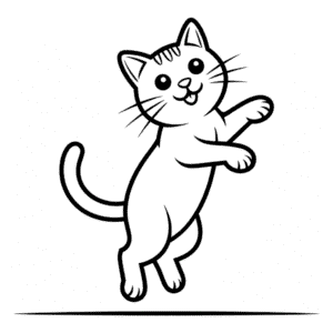 Kedi Zıplama Kolay Çizimi