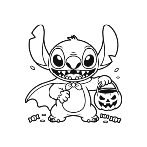 Korkunç Halloween'de Stitch Kolay Çizimi