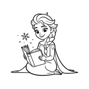 Elsa'nın Bir Kitap Okuması Kolay Çizimi