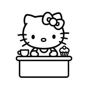 Hello Kitty Kafe Kolay Çizimi