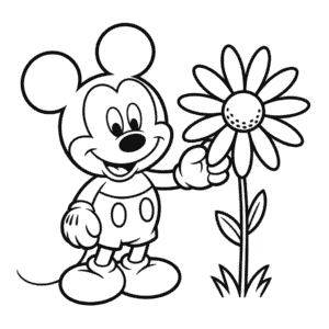 Mickey Mouse ve Çiçek Kolay Çizimi